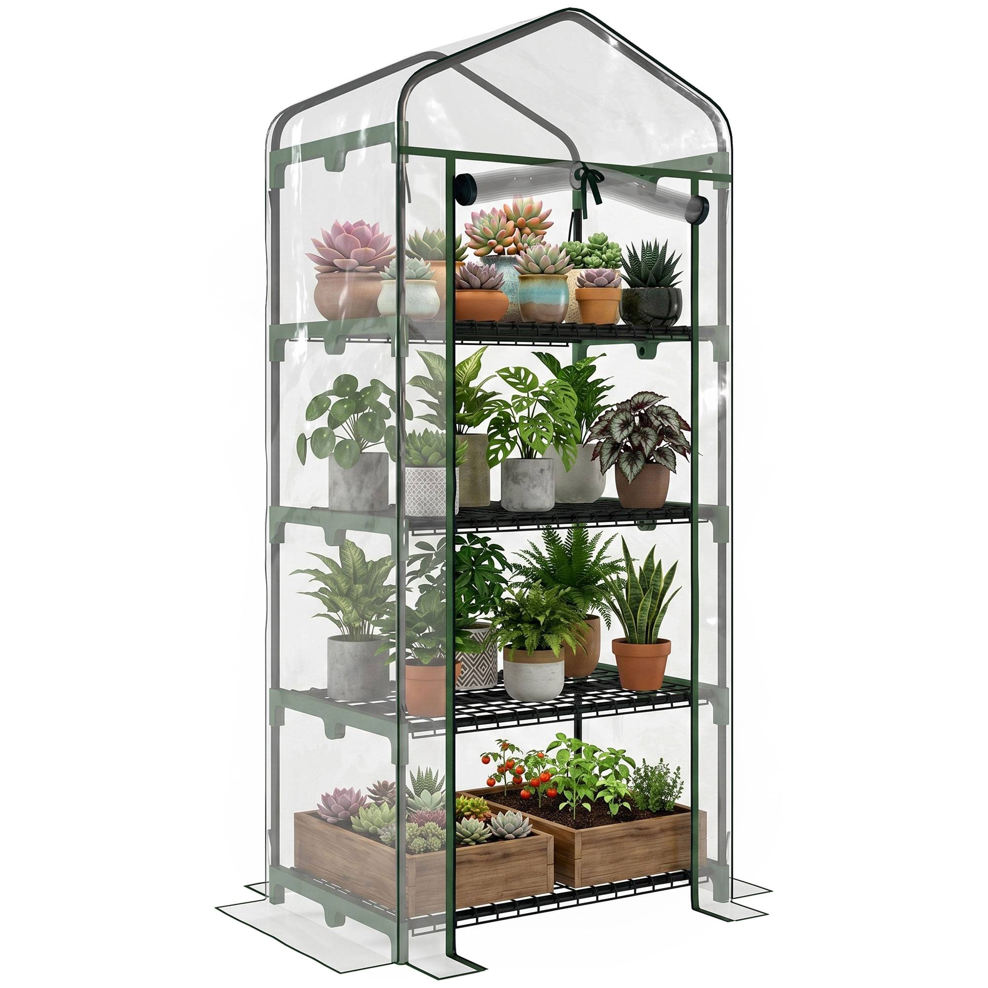 ComfortXL - Serre de balcon PVC transparente 70 x 50 x 160 cm 4 étagères gain de place - ComfortXL Outdoor Living