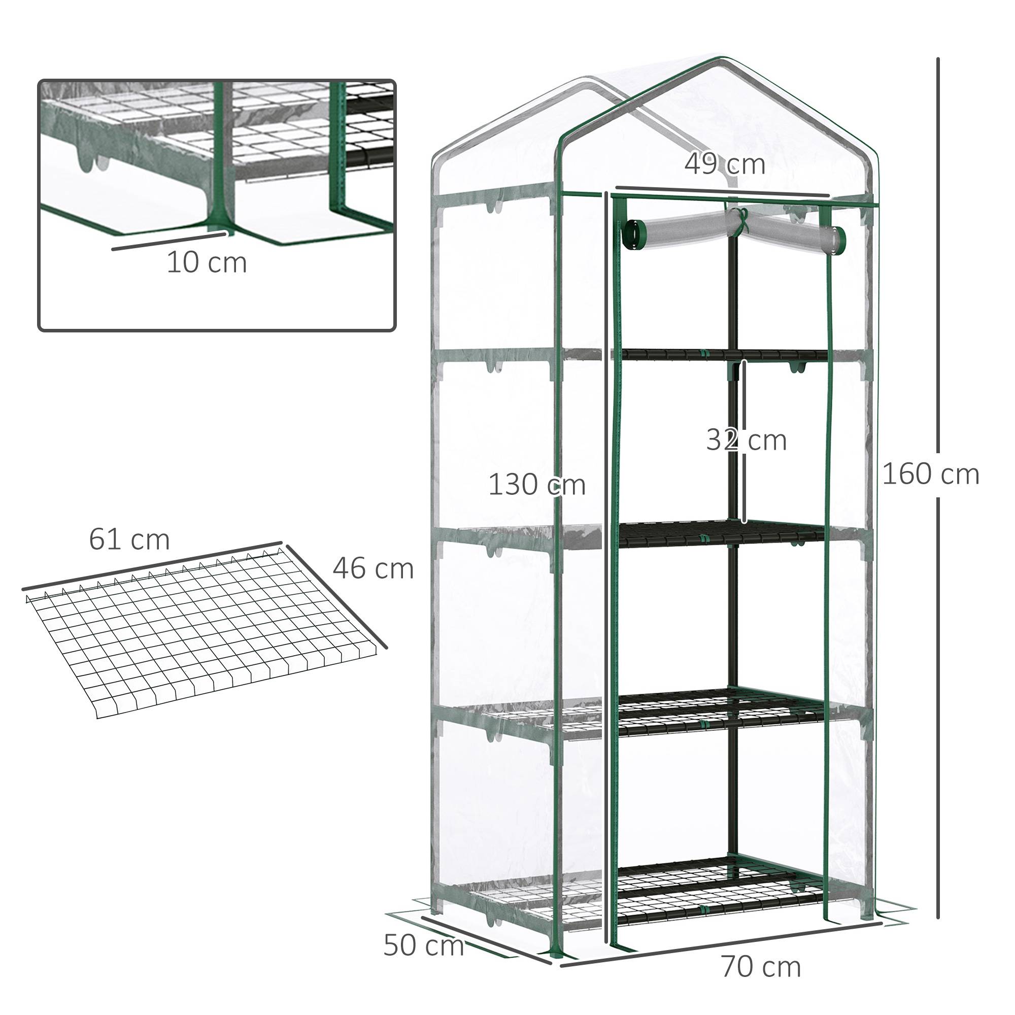 ComfortXL - Serre de balcon PVC transparente 70 x 50 x 160 cm 4 étagères gain de place - ComfortXL Outdoor Living - Image 5