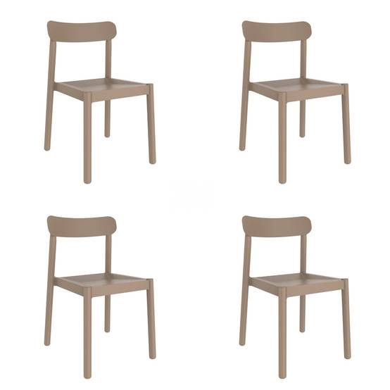 Set 4 chaises intérieur, extérieur sable ELBA garbar - Image 1