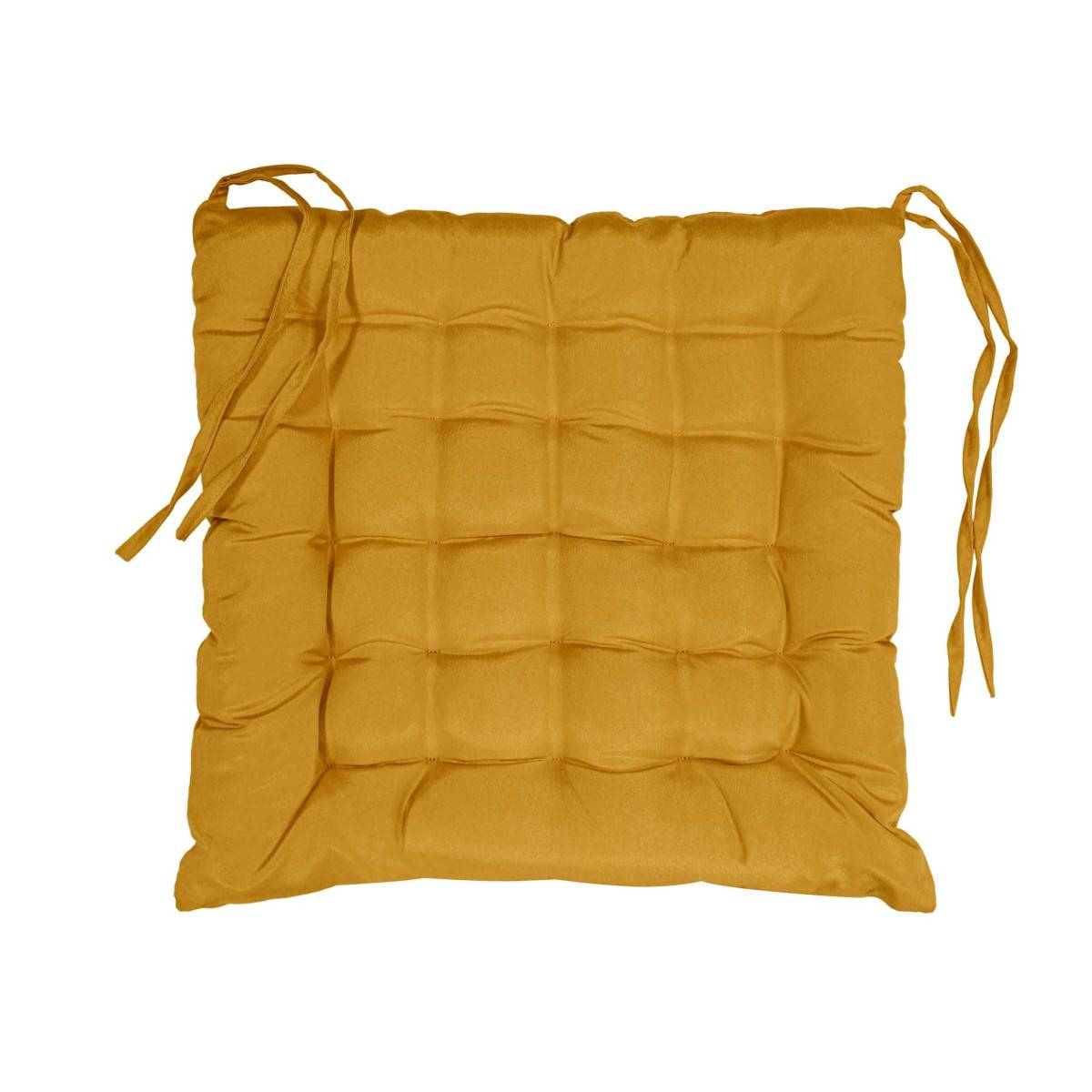 Paris Prix - Galette de Chaise Matelassée "Essentiel" 40x40cm Ocre - Image 1