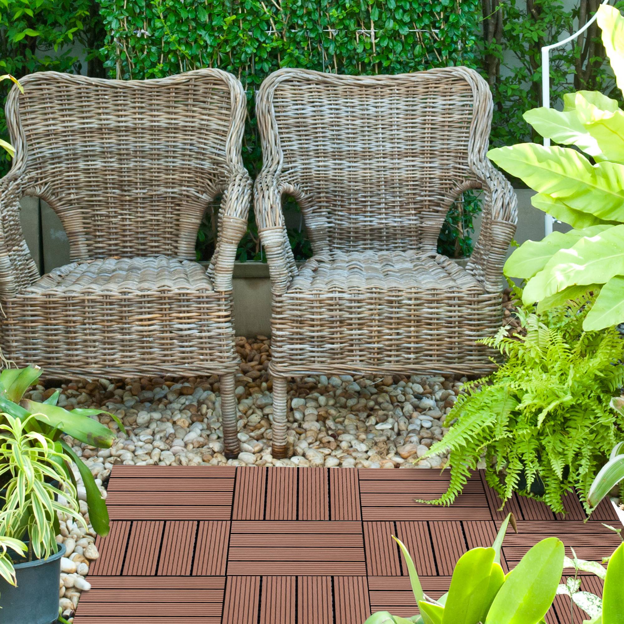 ComfortXL - Dalles terrasse clipsables HDPE 30 x 30 cm marron jardin balcon piscine antidérapantes - ComfortXL Outdoor Living - Image 2