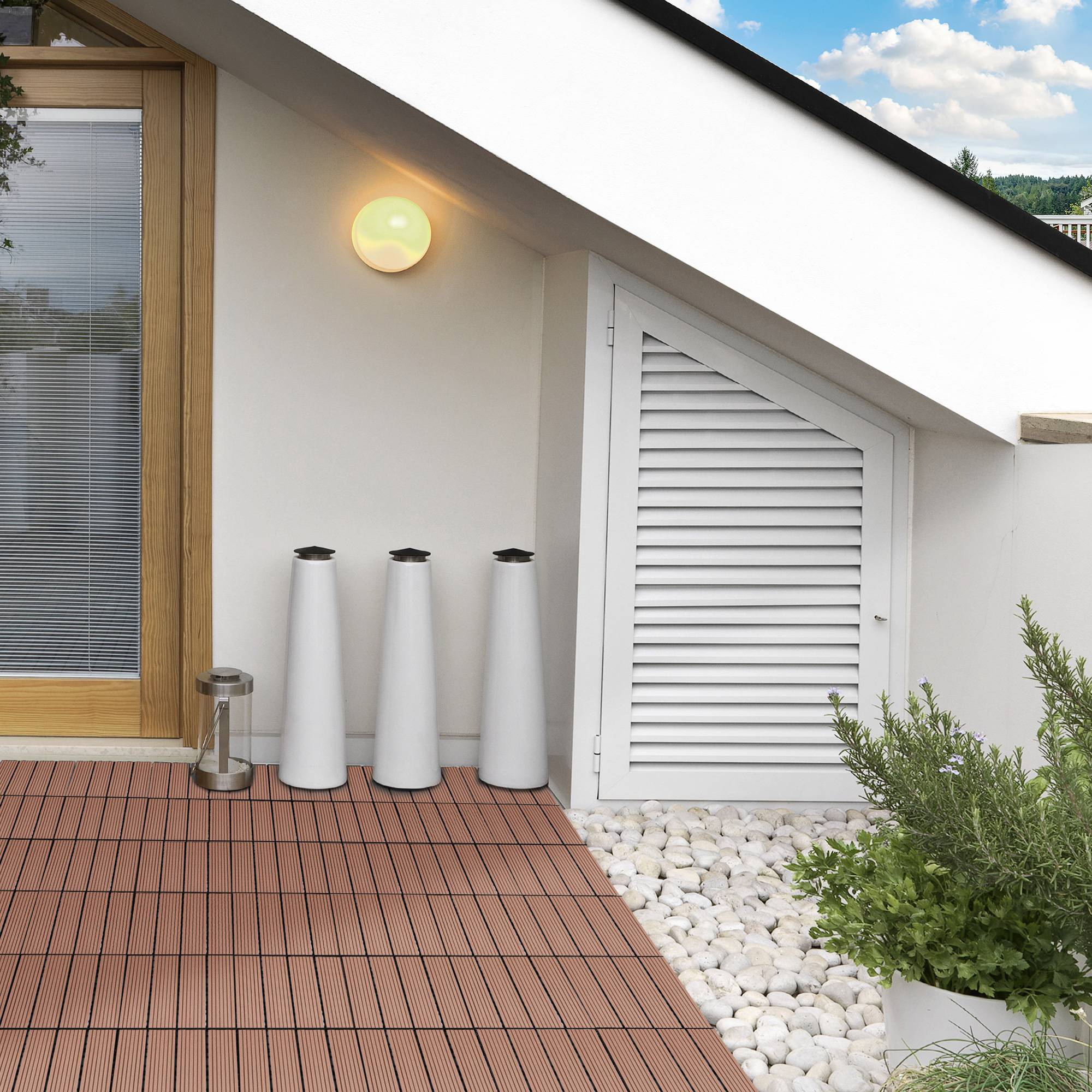 ComfortXL - Dalles terrasse clipsables HDPE 30 x 30 cm marron jardin balcon piscine antidérapantes - ComfortXL Outdoor Living - Image 8