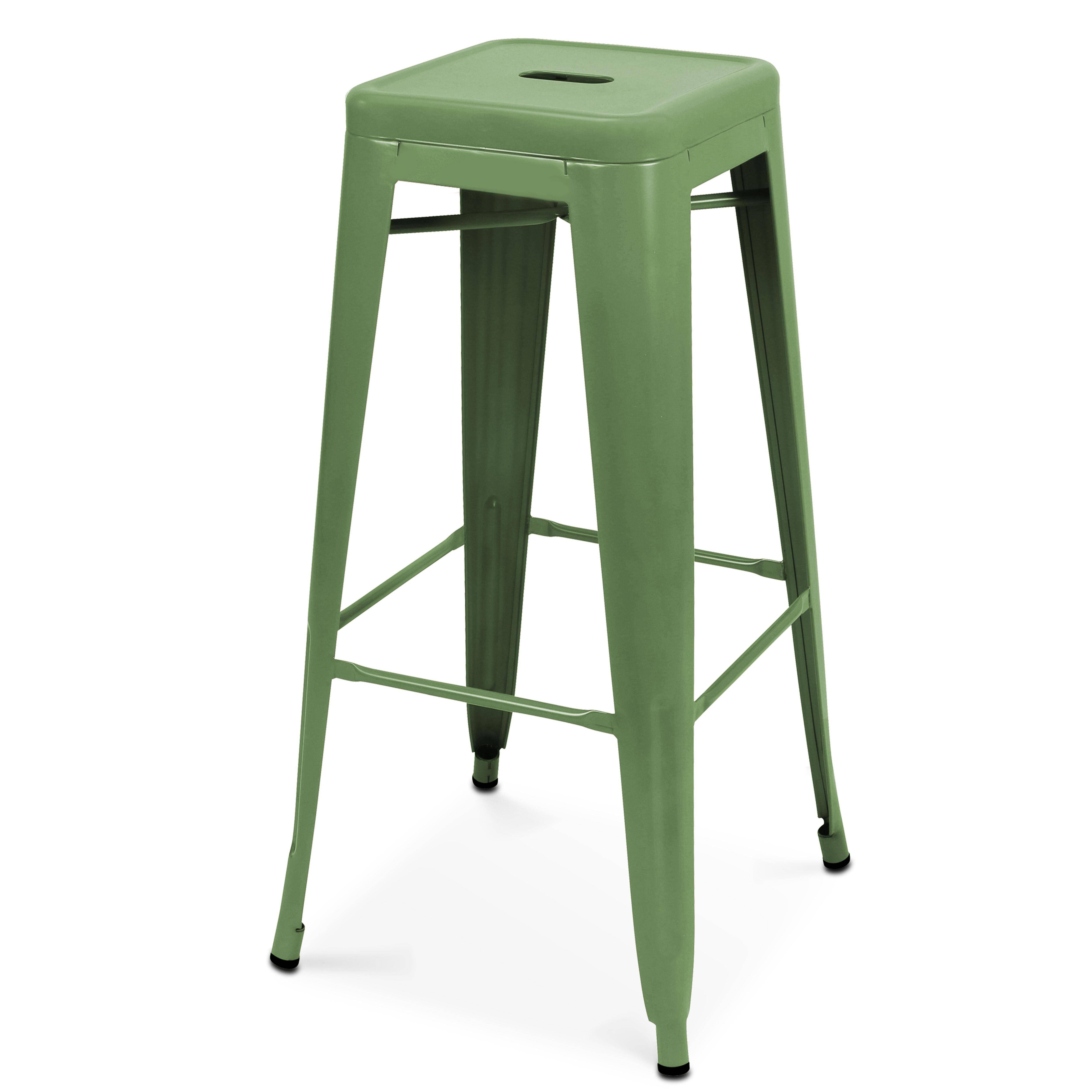 Oviala - Lot de 4 tabourets de terrasse en métal mat vert cactus Indus - Oviala - Image 2