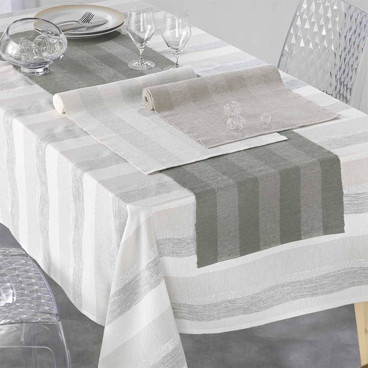 Chemin de Table en Coton "Eldora" 40x140cm Gris - Image 3