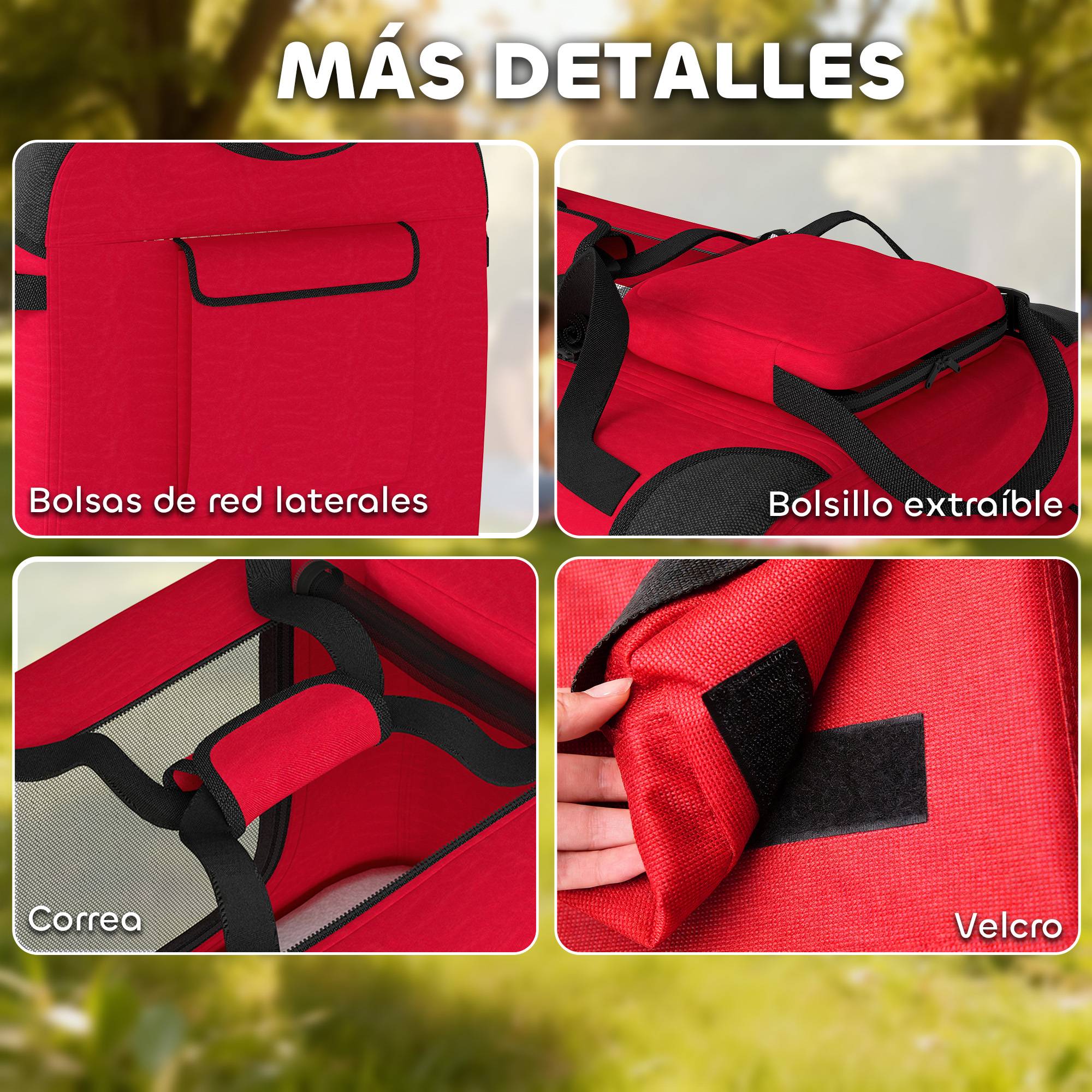 Sac de transport en tissu Oxford pour chat et chien pliable 60x41x41 Rouge - ComfortXL Outdoor Living - Image 9