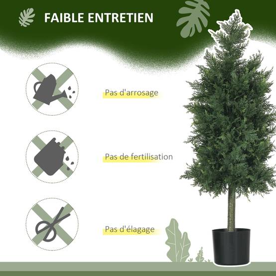 Lot 2 cèdres conifères artificiels PE protection UV extérieur pot lesté inclus 90cm vert - ComfortXL Outdoor Living - Image 9