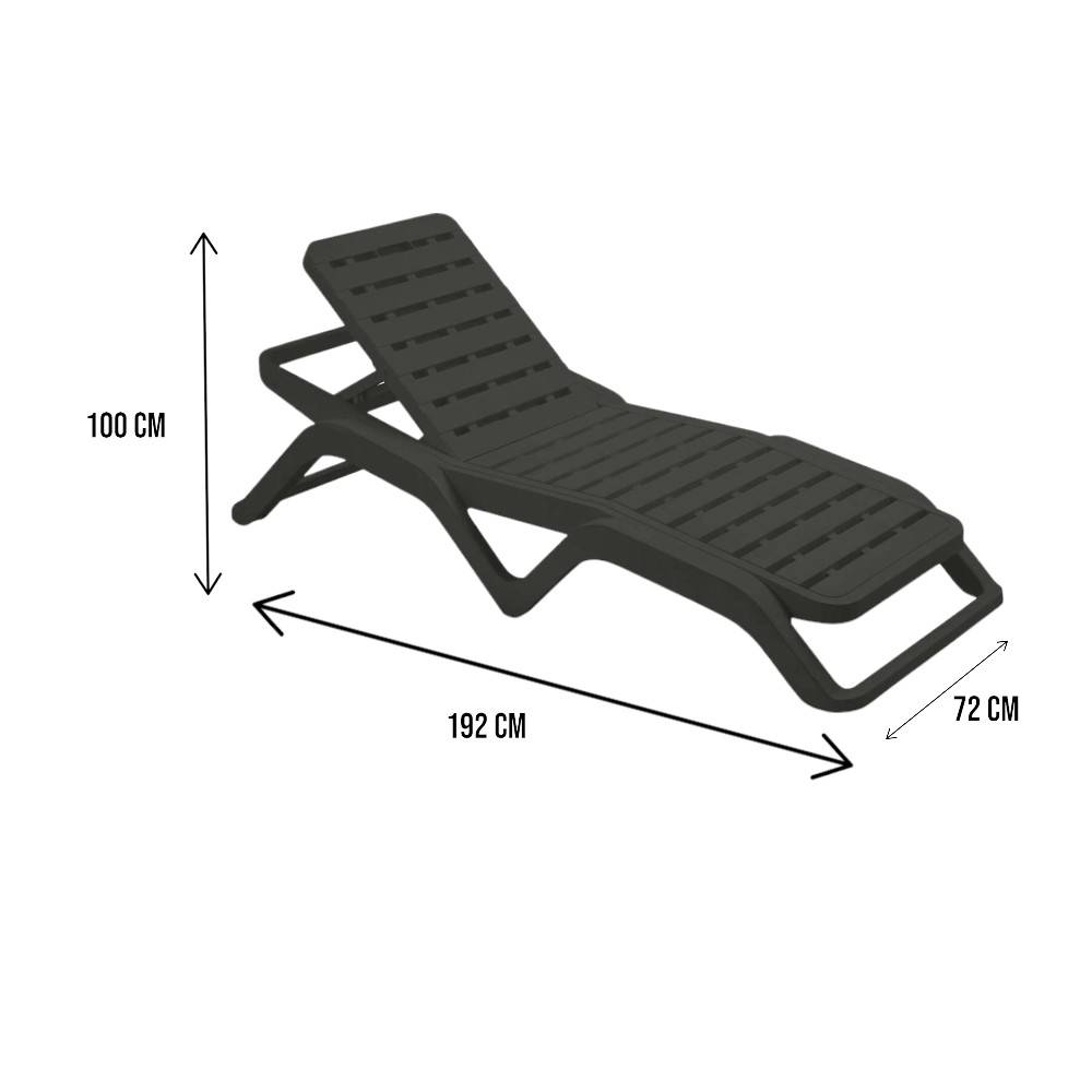 Dmora - Bains de soleil Ercolano, Chaise longue de jardin réglable, Chaise longue d'extérieur, 100% Made in Italy, 192x72h100 cm, Anthracite - Dmora - Image 3