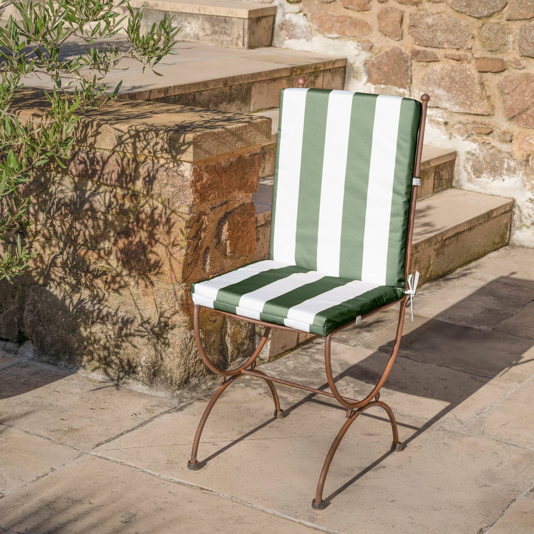 Home Maison - Coussin de fauteuil assise et dossier imperméable  à rayures ARCACHON - HOME MAISON - Polyester - Vert Olive - Image 6