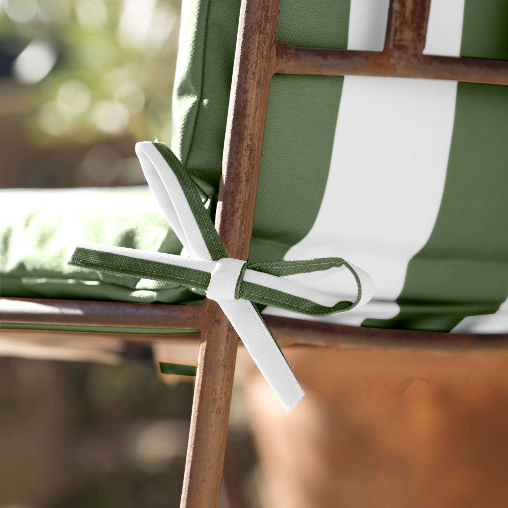 Home Maison - Coussin de fauteuil assise et dossier imperméable  à rayures ARCACHON - HOME MAISON - Polyester - Vert Olive - Image 3