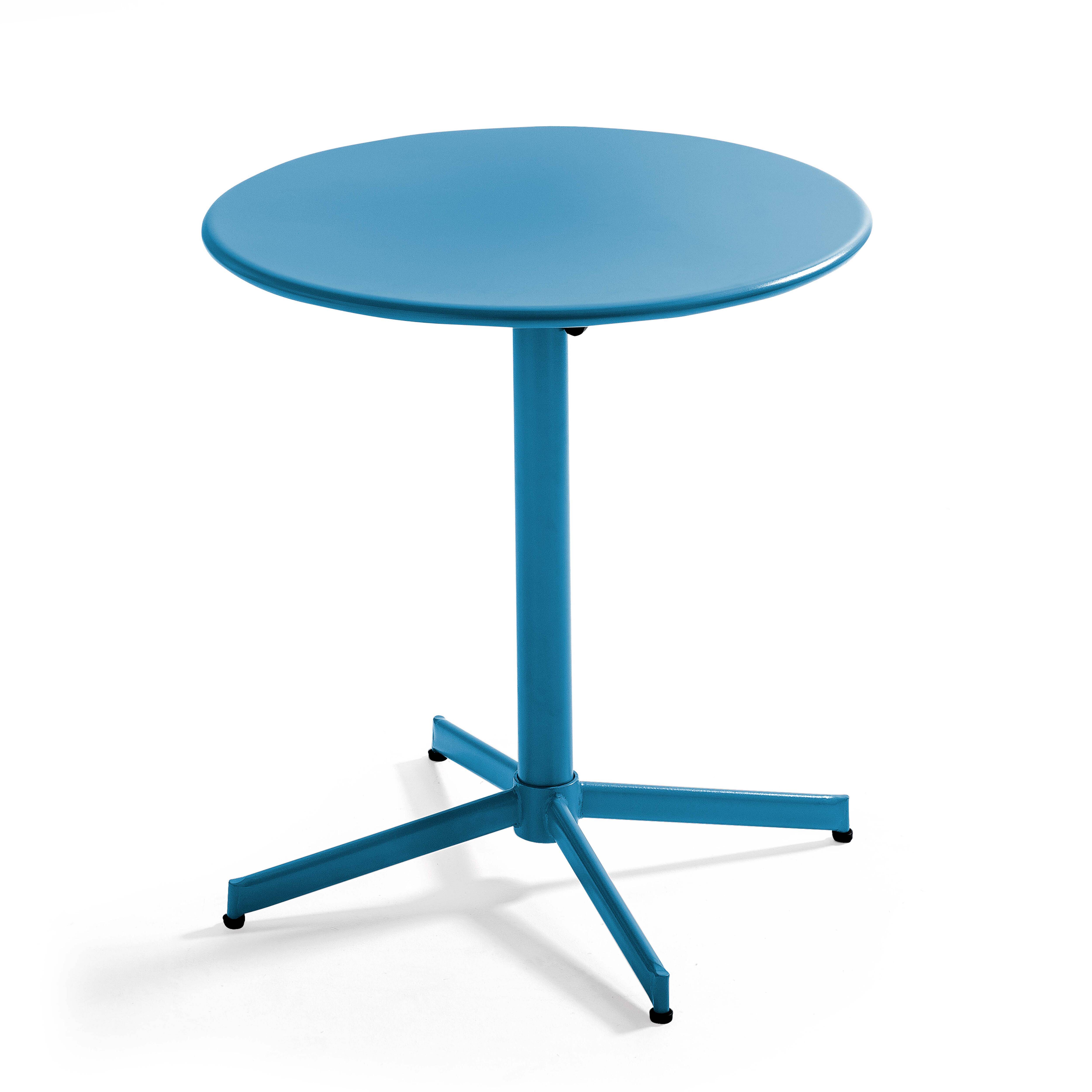 Oviala - Ensemble table de jardin ronde et 2 chaises métal bleu pacific Palavas - Oviala - Image 5