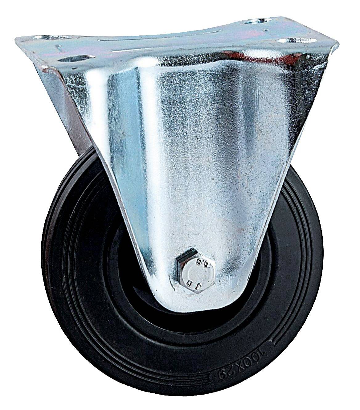 Roulette D125mm caoutchouc noir platine fixe - AVL - 508823O