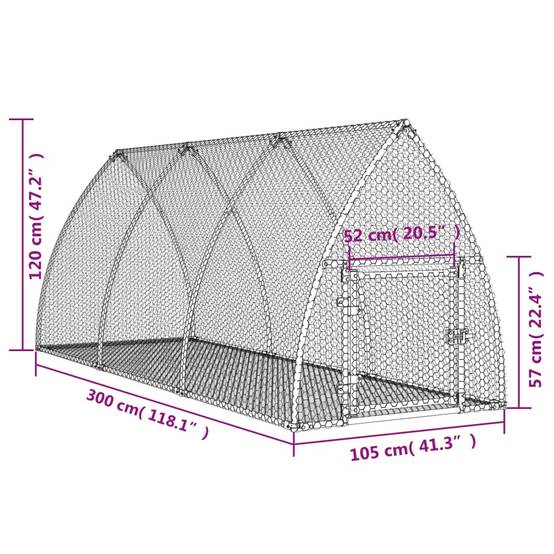 Vidaxl - Clapier argenté 105x300x120 cm acier galvanisé vidaXL 3281528 - Image 3