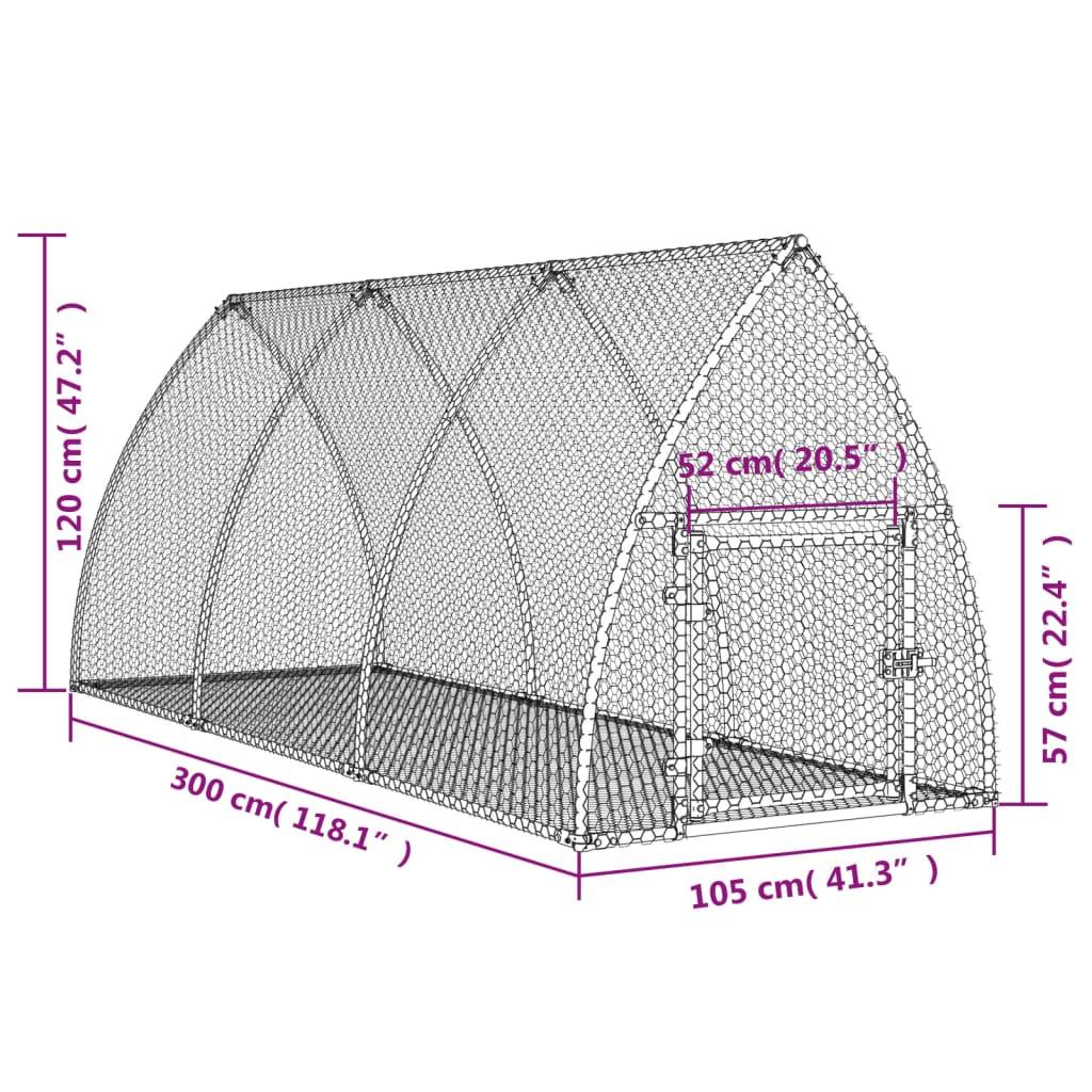 Vidaxl - Clapier argenté 105x300x120 cm acier galvanisé vidaXL 3281528 - Image 3