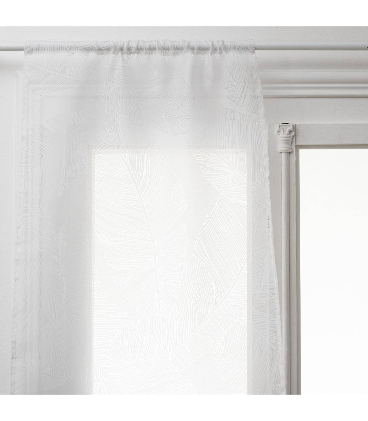 Lot de 2 Voilages Vitrage Blanc motifs dévorés 60 x 120 cm - Image 3