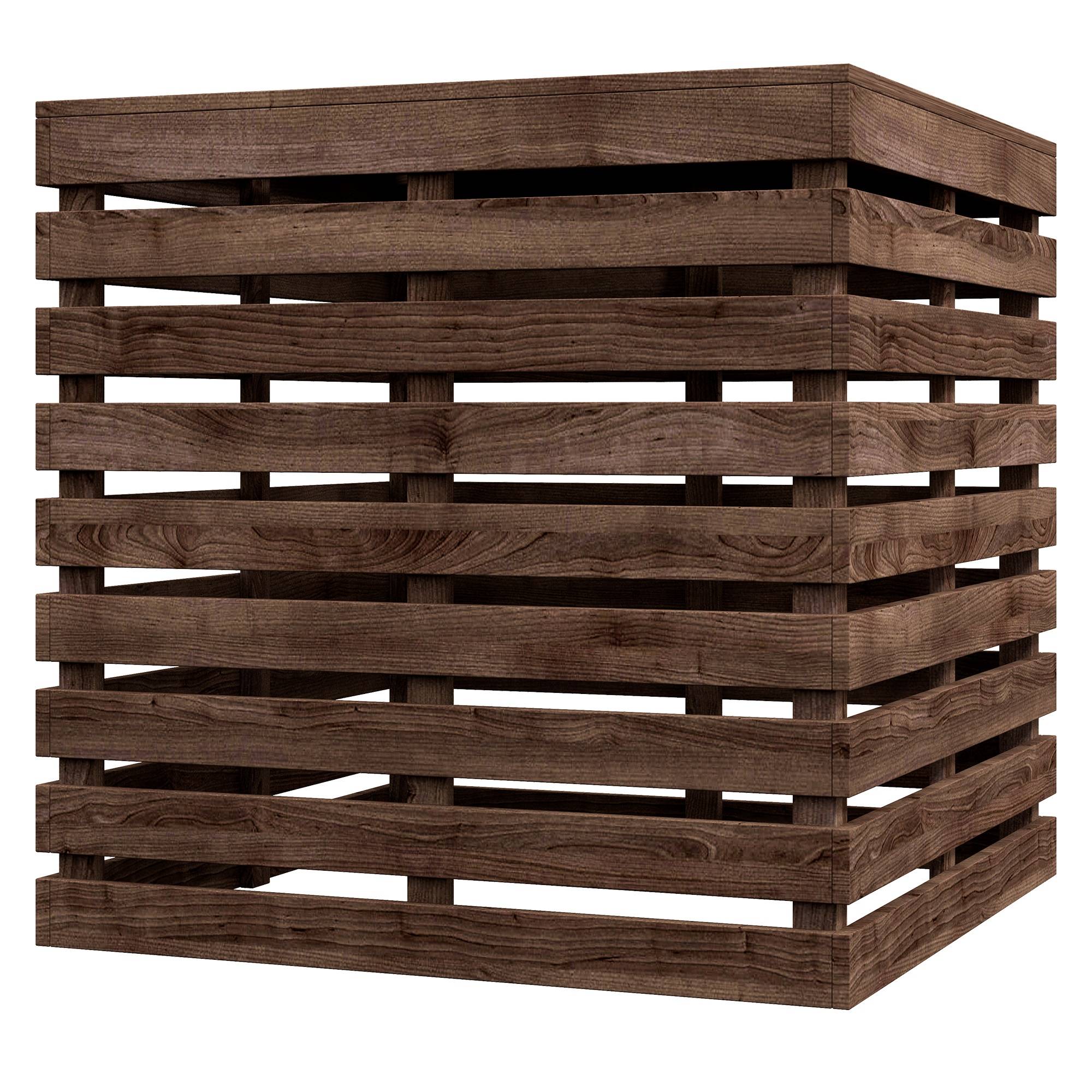 Coffre de rangement extérieure 2 en 1 pour base de parasol, table d'appoint de terrasse avec trou pour parasol en bois - Image 2