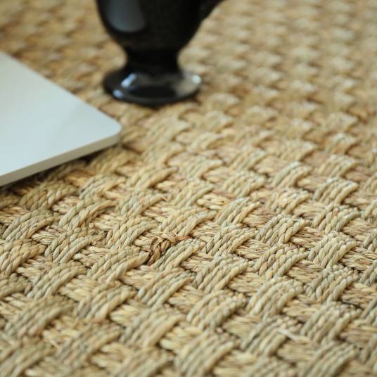 Decoweb - Tapis jonc de mer - Paro fin natté 4x4 - Ganse coton marron - 160 x 230 cm - Decoweb - Image 6