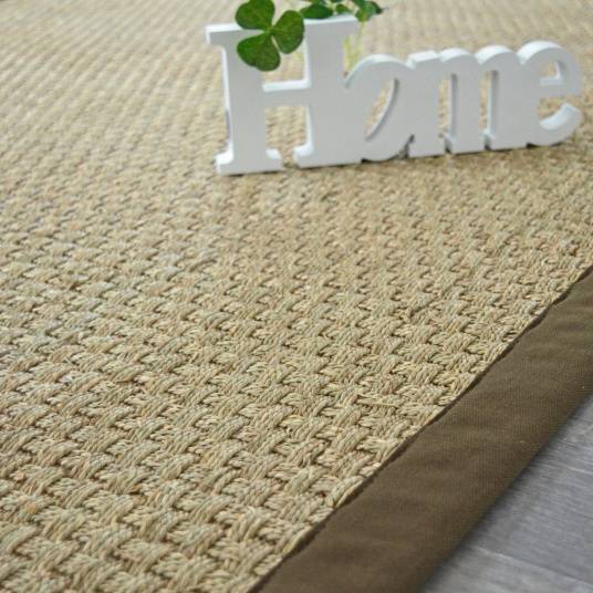 Decoweb - Tapis jonc de mer - Paro fin natté 4x4 - Ganse coton marron - 160 x 230 cm - Decoweb - Image 1