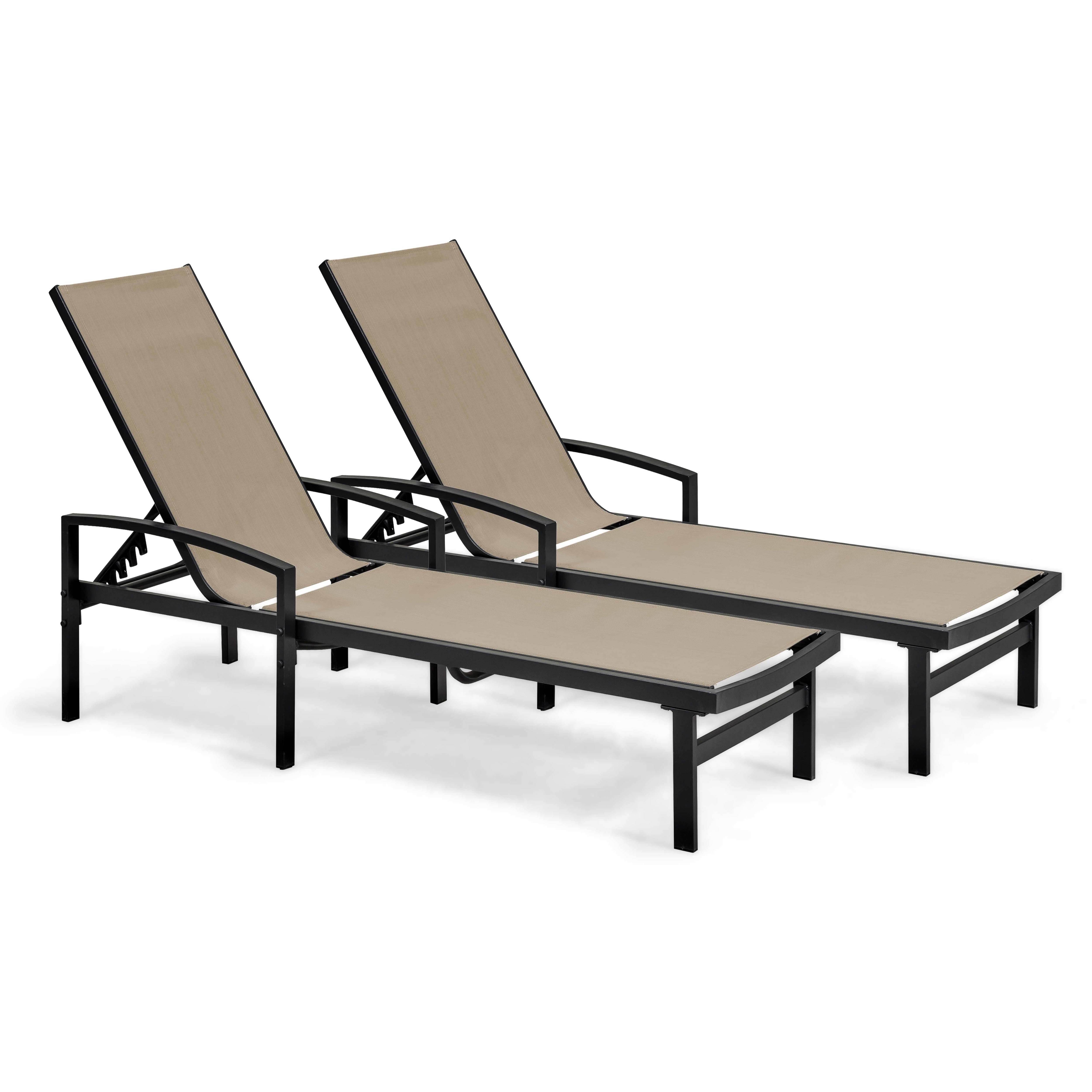 Oviala - Lot de 2 bains de soleil en aluminium taupe Oléron - Oviala - Image 1