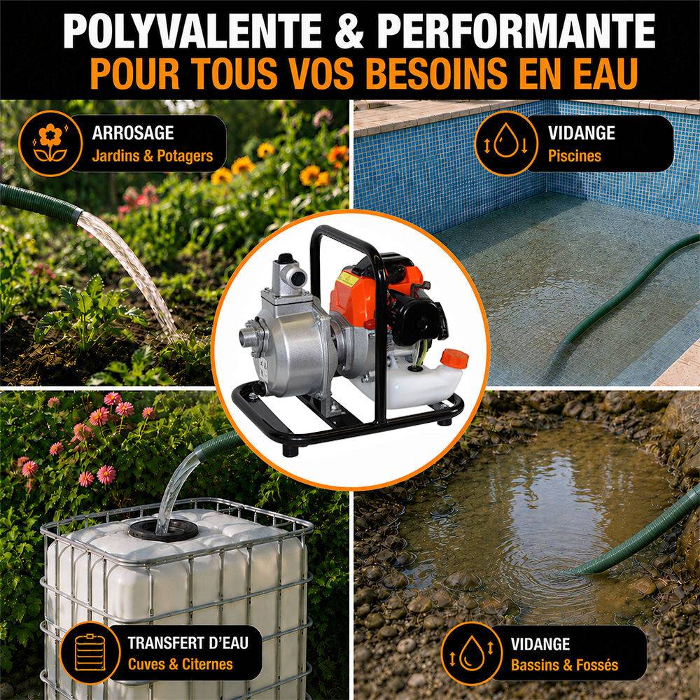 Gt Garden - Pompe à eau thermique, 52 cm3, 10 m3 par heure - GT GARDEN - Image 3