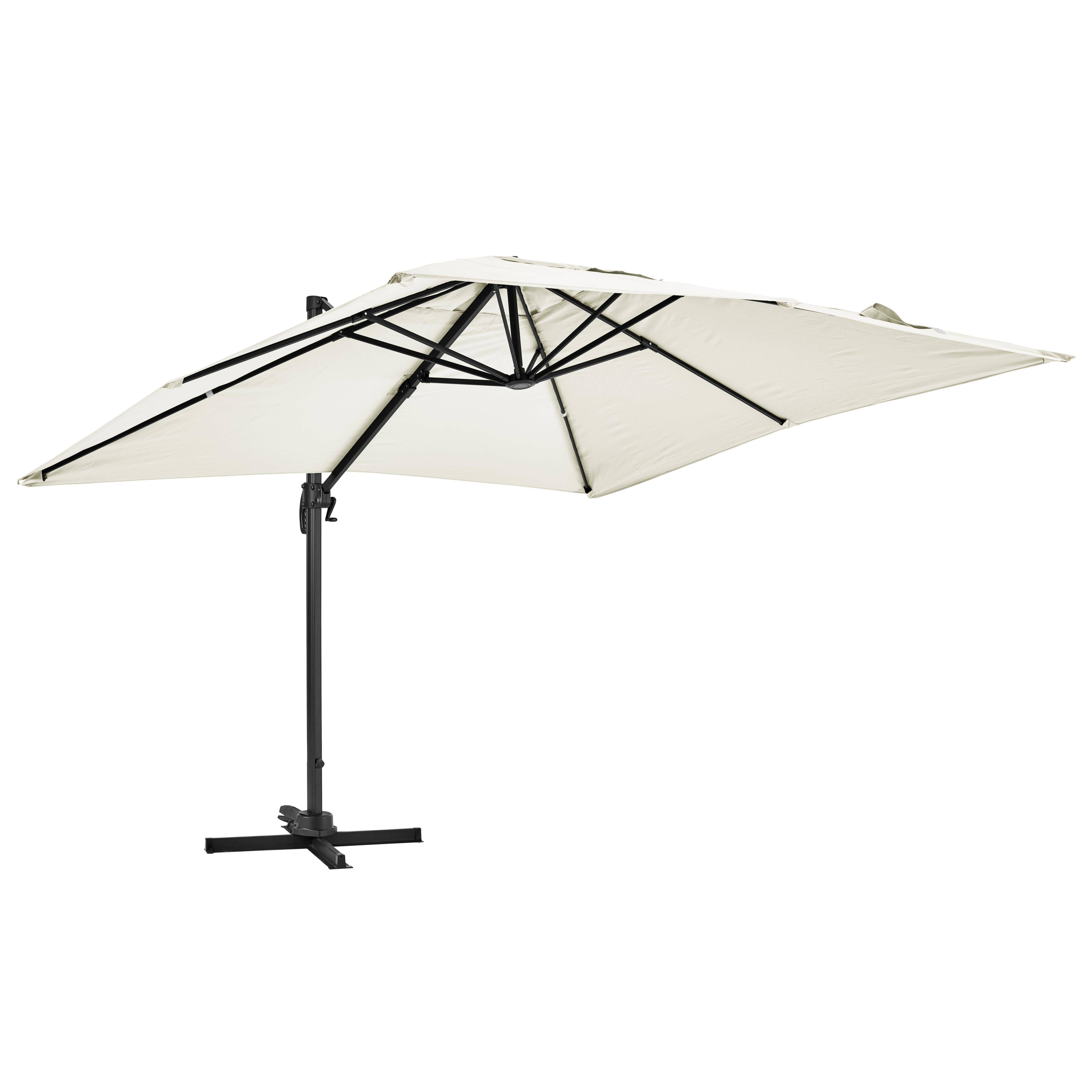 Oviala - Parasol déporté inclinable et rotatif 3x3m et 4 dalles lestées blanc Malaga - Oviala - Image 4