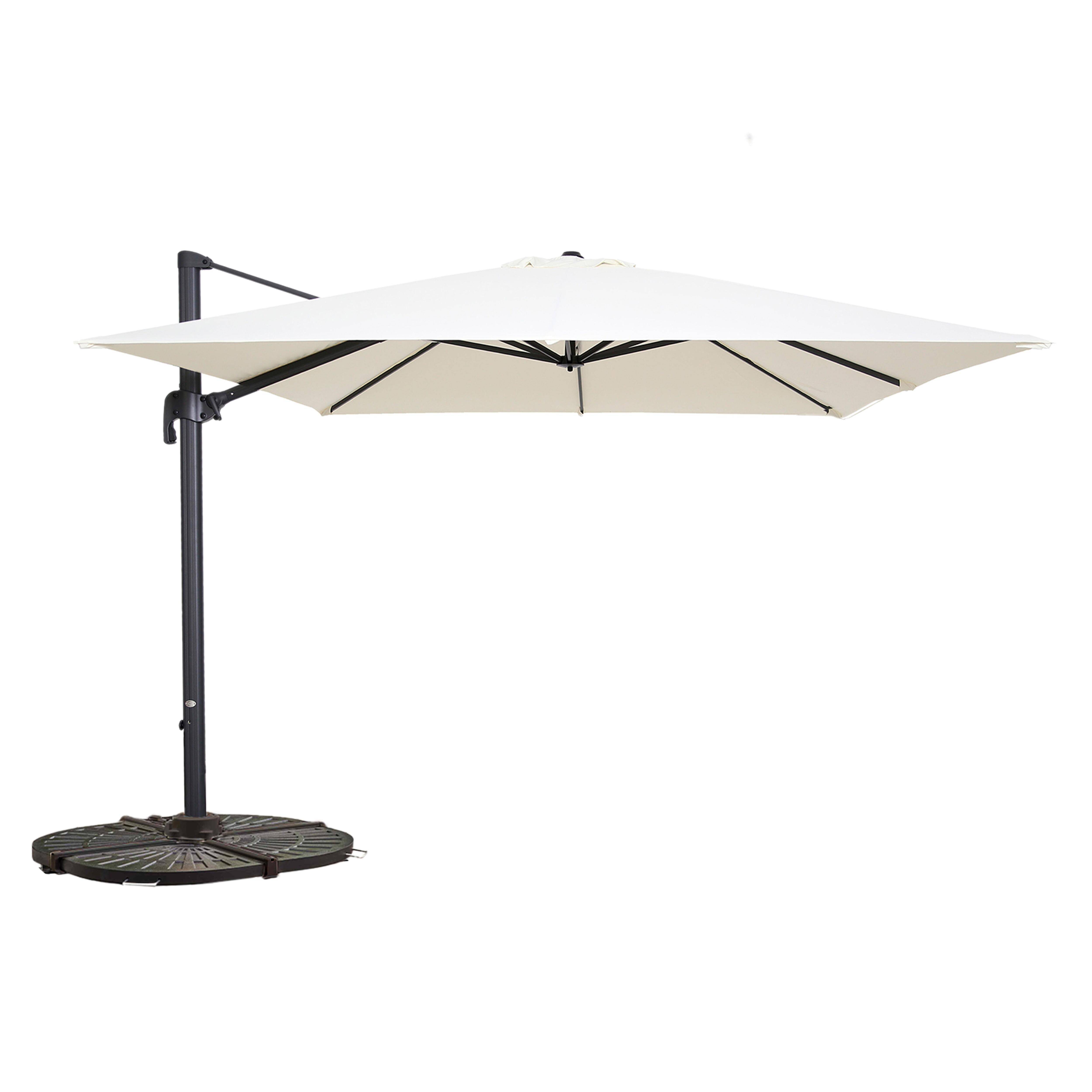 Oviala - Parasol déporté inclinable et rotatif 3x3m et 4 dalles lestées blanc Malaga - Oviala - Image 1