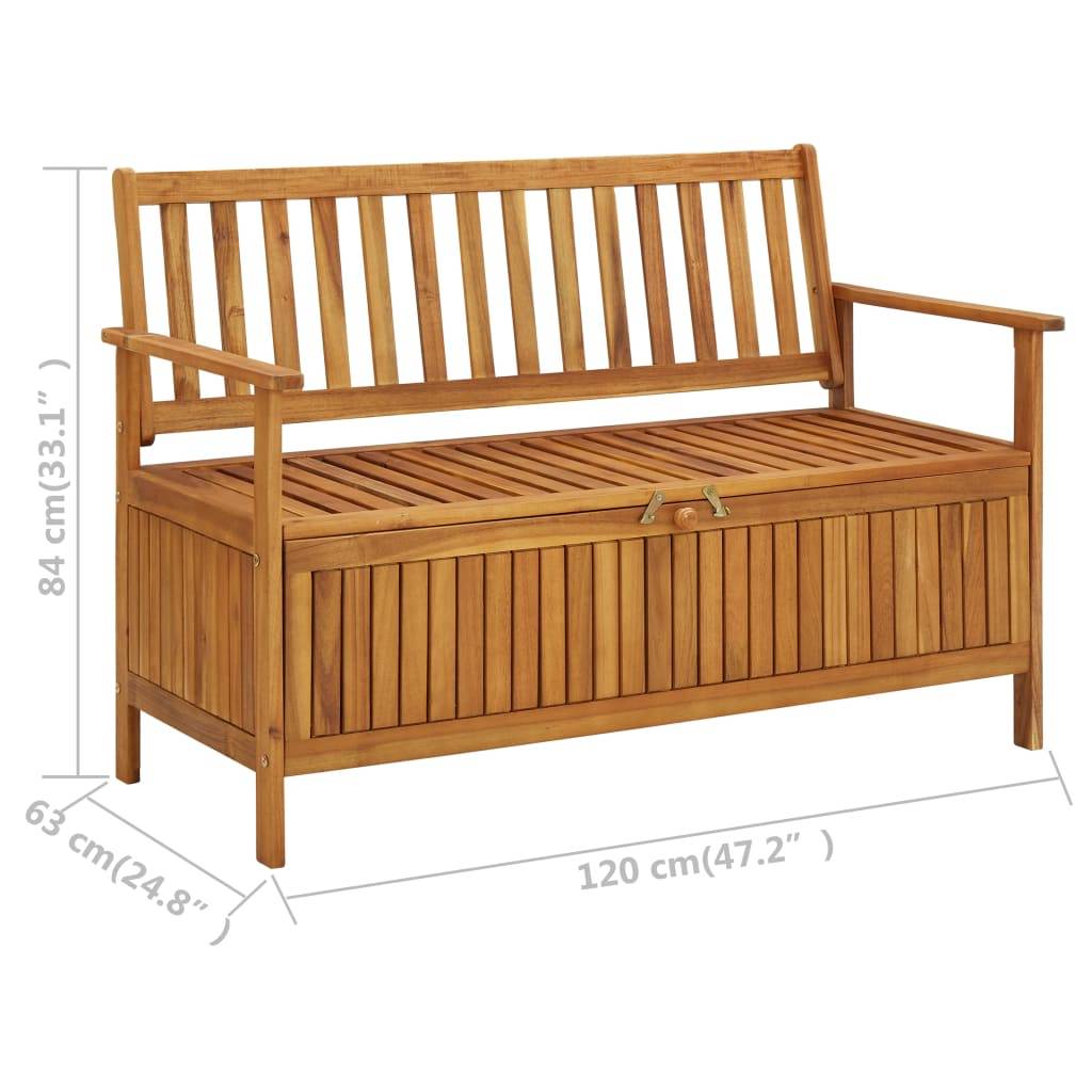 Helloshop26 - Banc de jardin meuble de patio d'extérieur terrasse de rangement de jardin 120 x 63 x 84 cm bois d'acacia solide - Image 7
