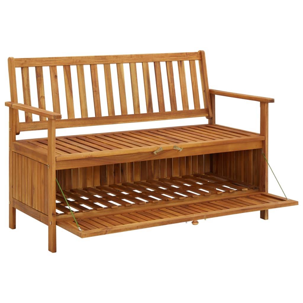 Helloshop26 - Banc de jardin meuble de patio d'extérieur terrasse de rangement de jardin 120 x 63 x 84 cm bois d'acacia solide - Image 5