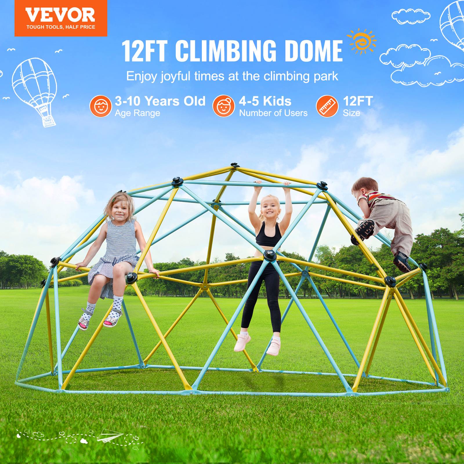 Vevor - VEVOR Dôme d'Escalade Géométrique Cage à Poule 366 cm pour Enfants de 3 à 10 Ans - Image 2