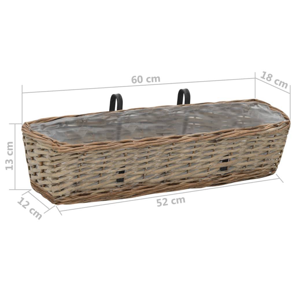 Helloshop26 - Lot de 2 jardinière de balcon osier avec doublure en PE jardin plantes fleurs 60 cm - Image 6