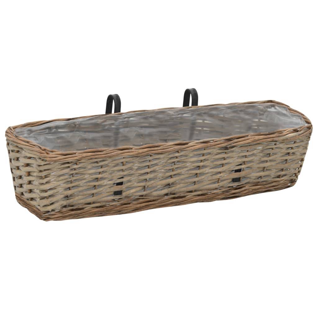 Helloshop26 - Lot de 2 jardinière de balcon osier avec doublure en PE jardin plantes fleurs 60 cm - Image 2