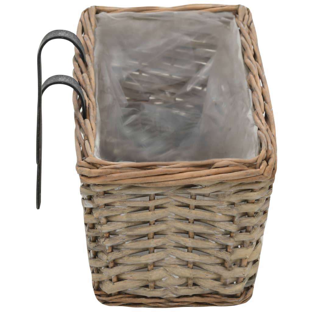 Helloshop26 - Lot de 2 jardinière de balcon osier avec doublure en PE jardin plantes fleurs 60 cm - Image 5