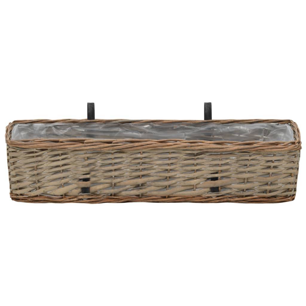 Helloshop26 - Lot de 2 jardinière de balcon osier avec doublure en PE jardin plantes fleurs 60 cm - Image 3