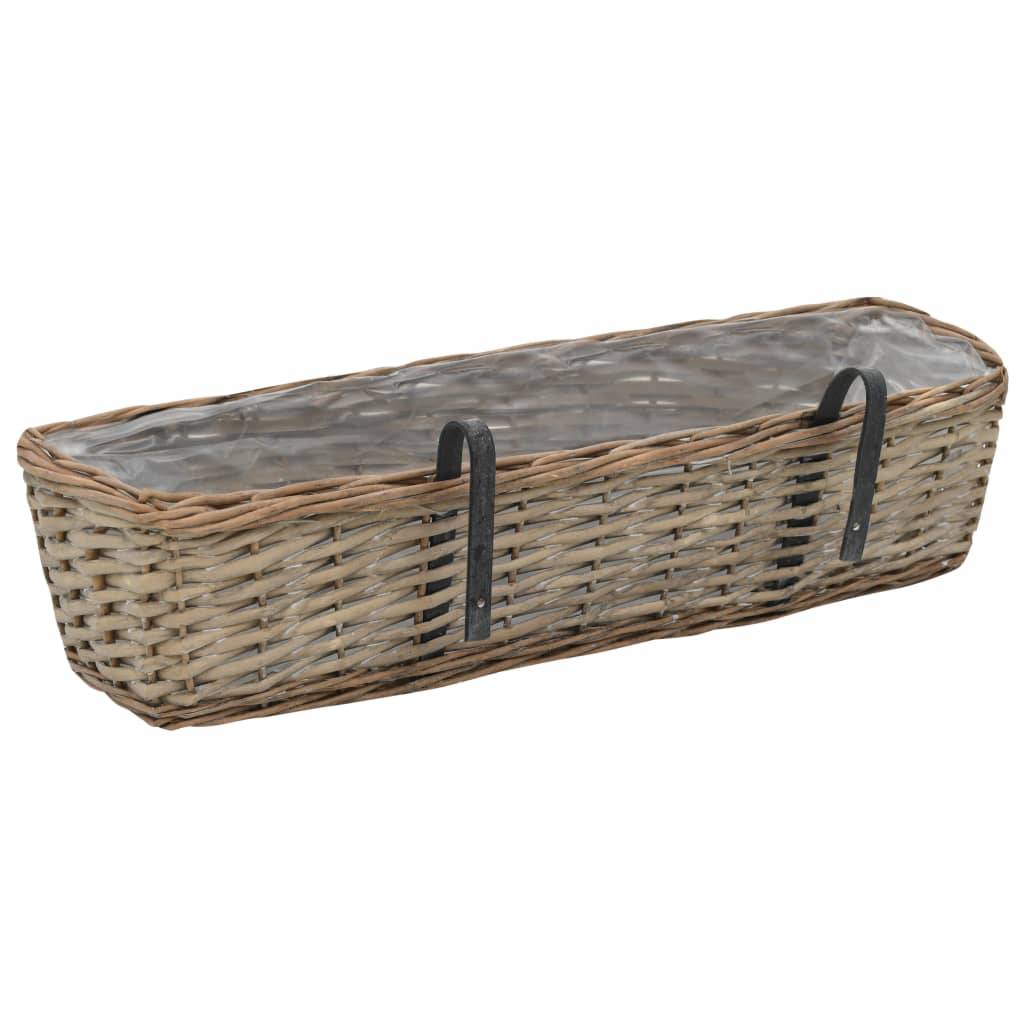 Helloshop26 - Lot de 2 jardinière de balcon osier avec doublure en PE jardin plantes fleurs 60 cm - Image 4
