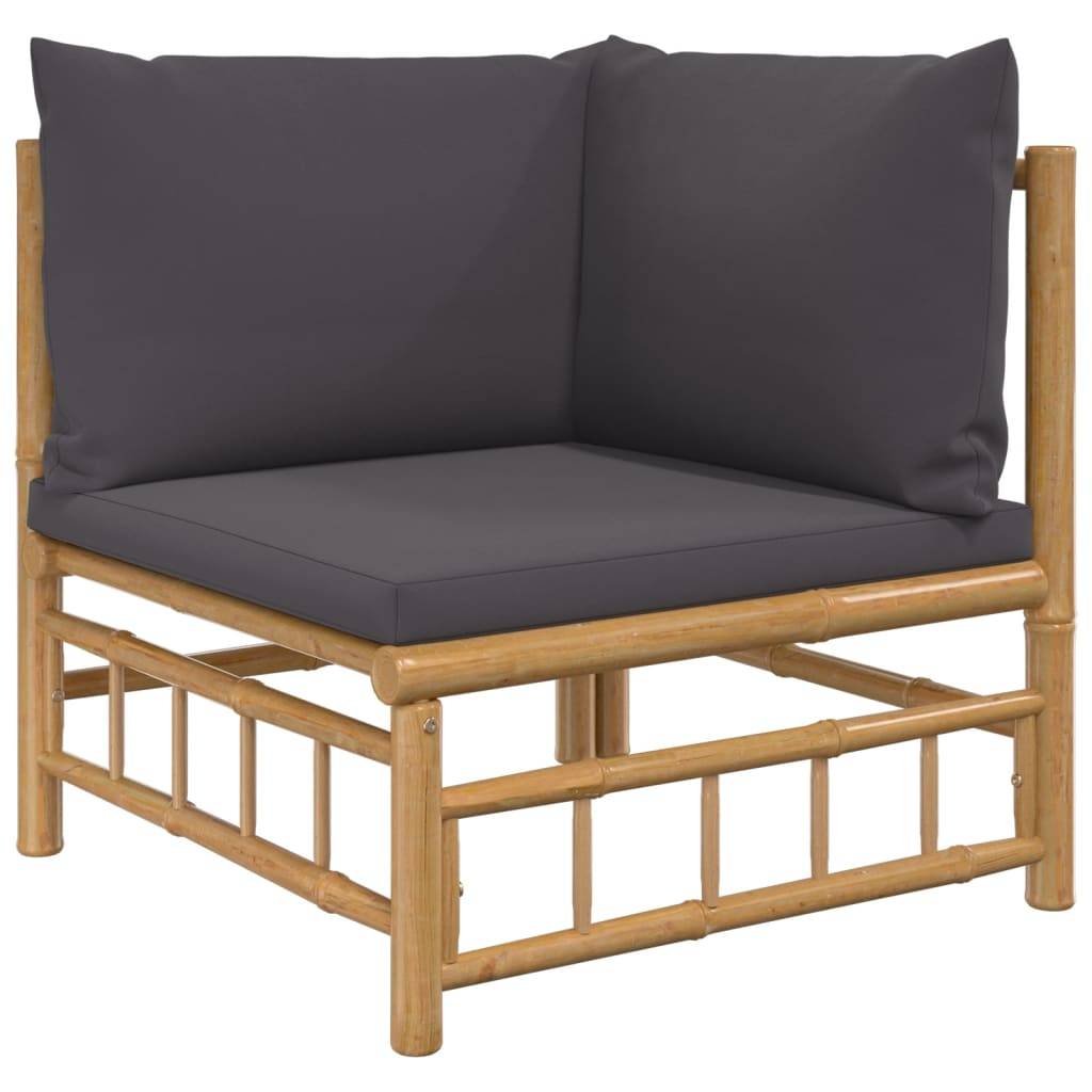 Canapés d'angle de jardin avec coussins gris foncé 2 pcs | Canapé D'extérieur | Sofa De Jardin bambou Maison Chic - Image 4