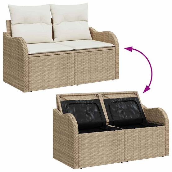 Salon de jardin 6 places 7 pcs Poly rotin modulable pour Terrasse Beige et Blanc – ComfortXL Outdoor Living - Image 3