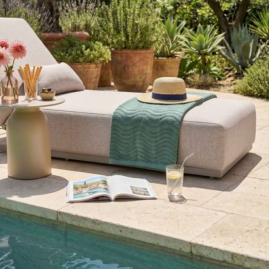 Oviala - Bain de soleil avec coussin inclinable 5 positions beige Havana - Oviala - Image 3