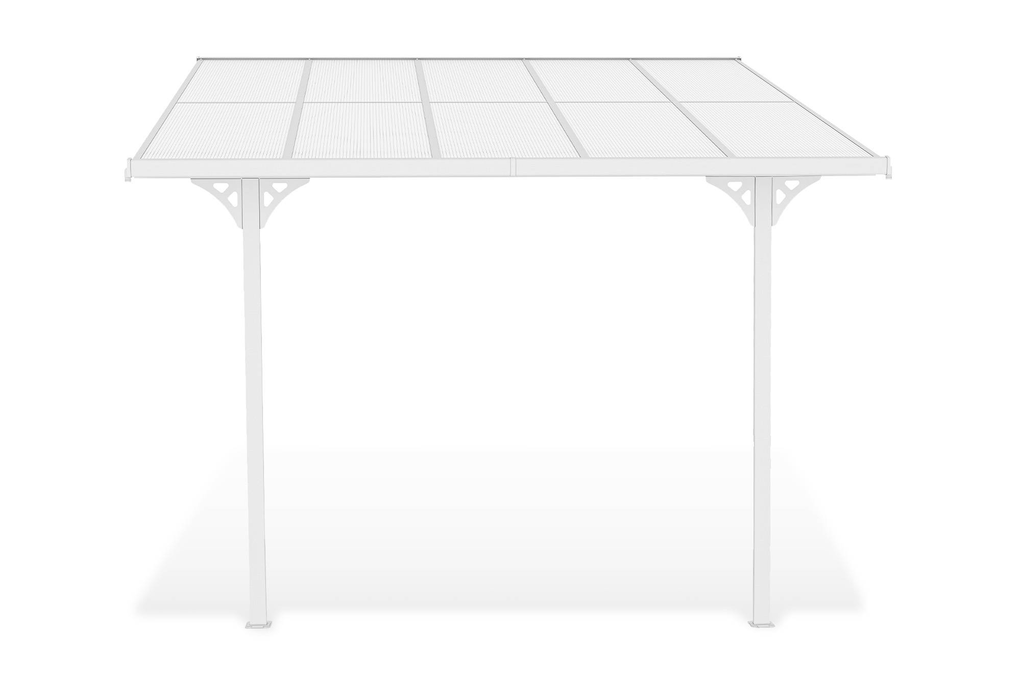 CAZEBOO - Cazeboo Pergola/Carport adossée 9m² KLEO 3x3 m blanc - toit terrasse en aluminium et polycarbonate - Image 4