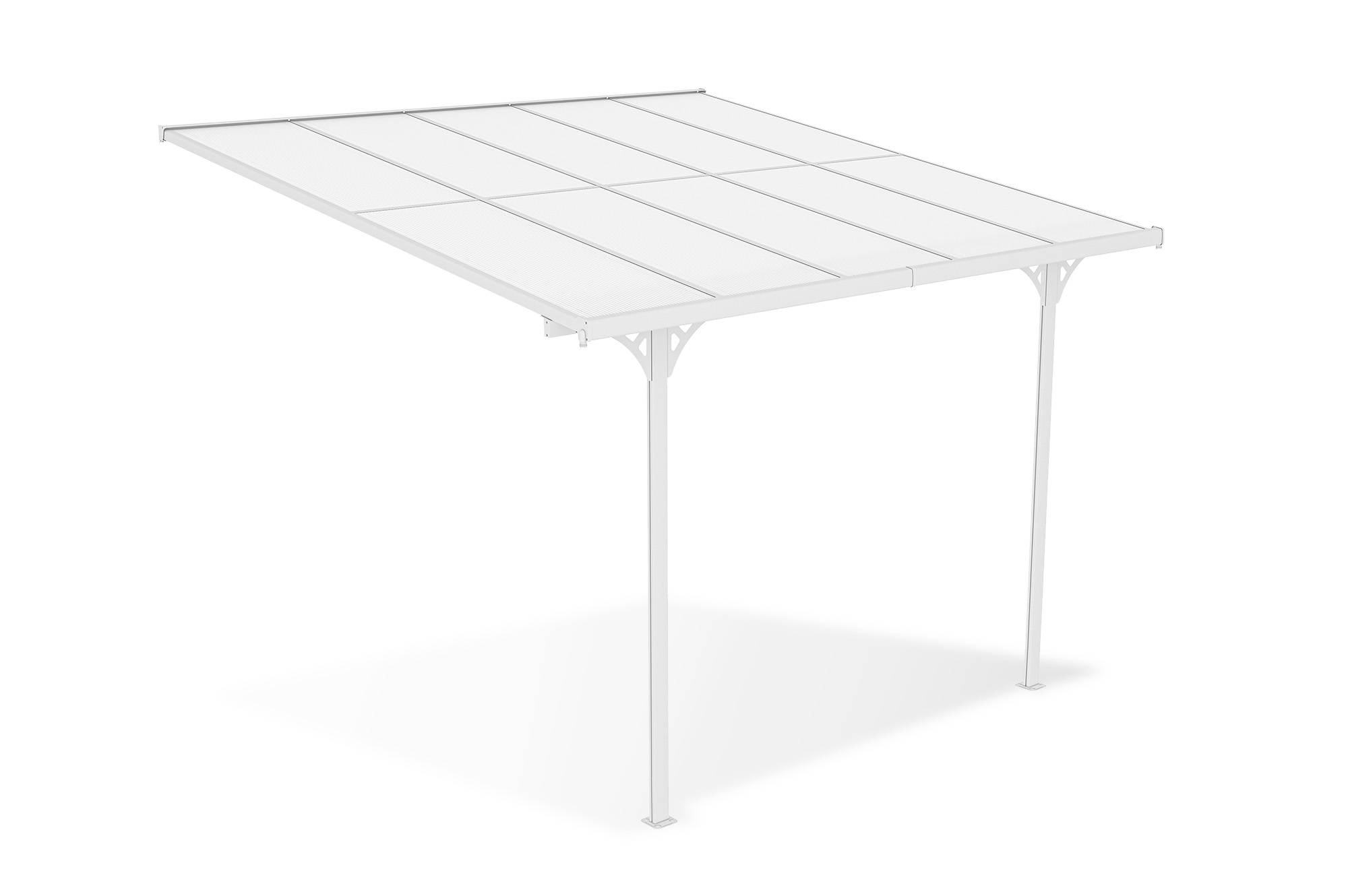 CAZEBOO - Cazeboo Pergola/Carport adossée 9m² KLEO 3x3 m blanc - toit terrasse en aluminium et polycarbonate - Image 3