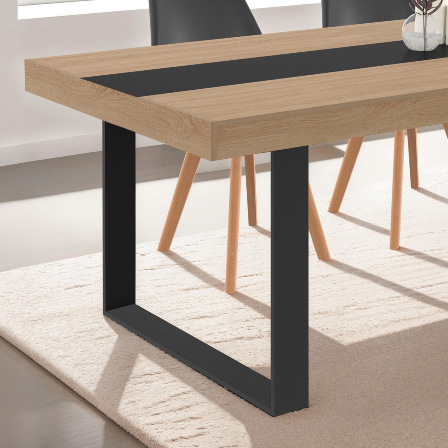 Lot de 2 pieds de table carrés 78x71 cm noir design industriel - Image 1