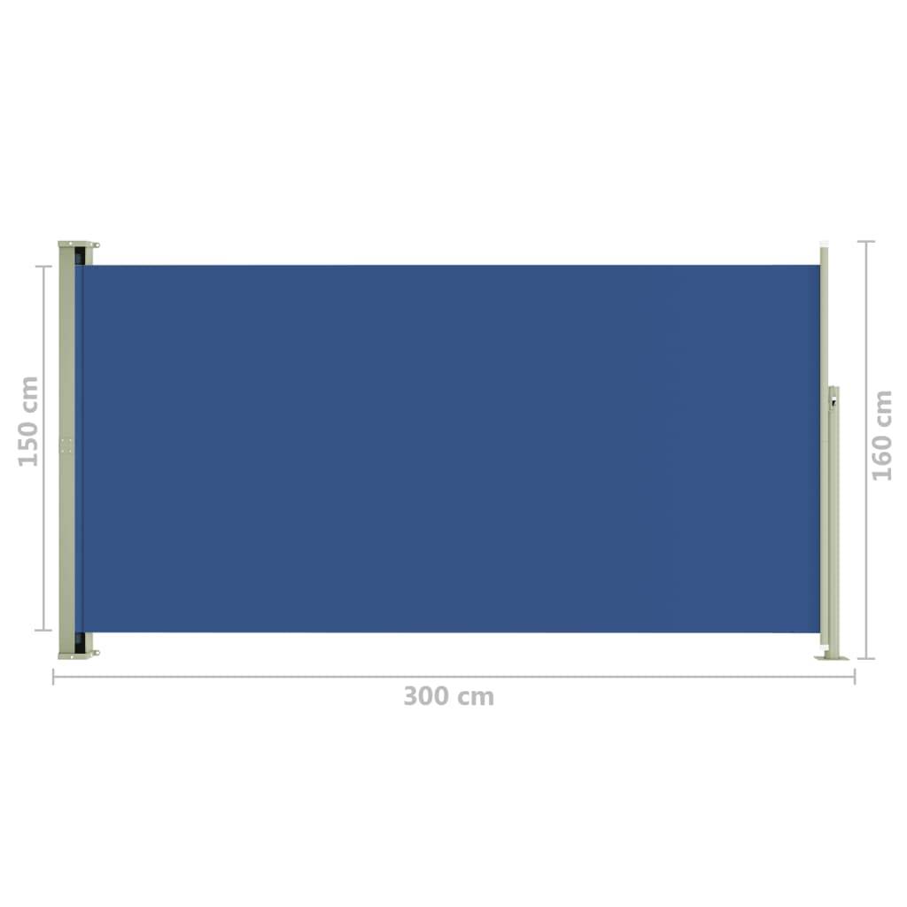Helloshop26 - Auvent paravent store brise-vue latéral rétractable de patio jardin terrasse balcon protection visuelle écran 160 x 300 cm bleu - Image 6