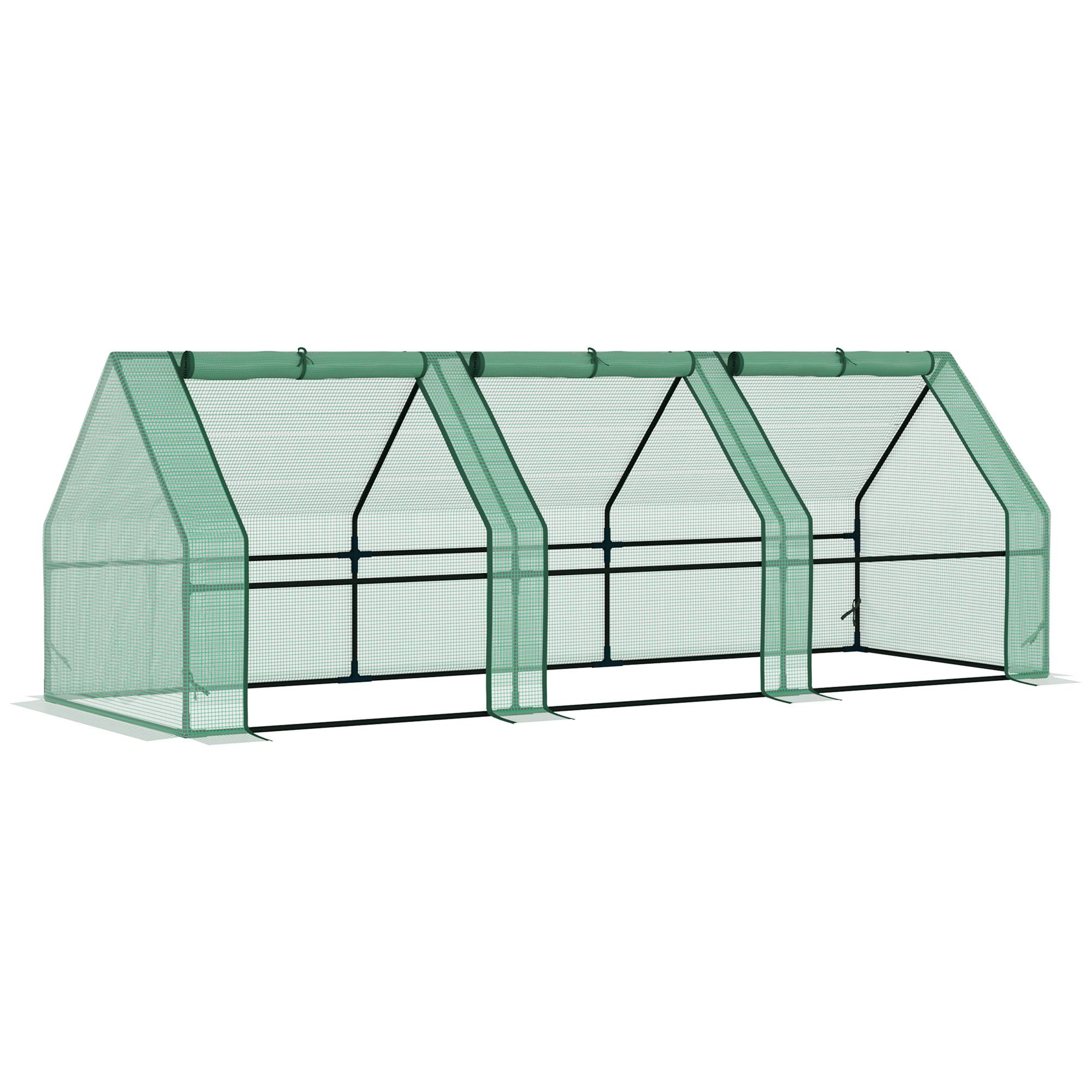 Maison Chic - Mini Serre de Jardin mini serre tunnel 180x90x90cm toit pointu Acier PE Haute densité 140 g/m² Anti-UV 3 fenêtres avec Zip enroulables Vert - Image 3