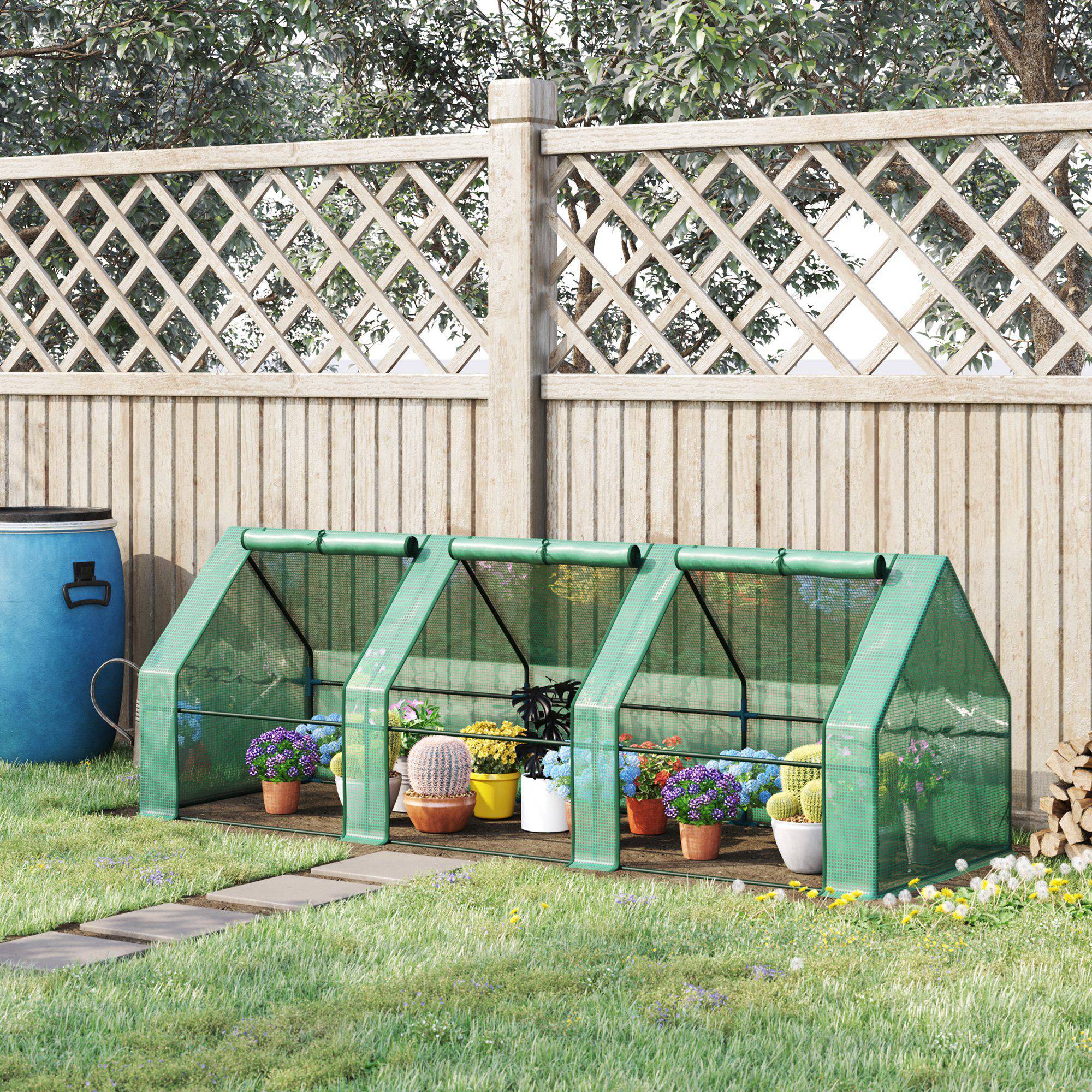 Maison Chic - Mini Serre de Jardin mini serre tunnel 180x90x90cm toit pointu Acier PE Haute densité 140 g/m² Anti-UV 3 fenêtres avec Zip enroulables Vert - Image 4