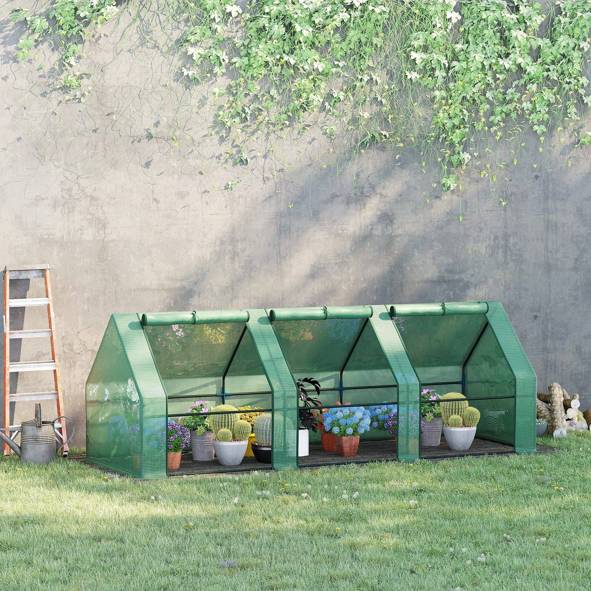 Maison Chic - Mini Serre de Jardin mini serre tunnel 180x90x90cm toit pointu Acier PE Haute densité 140 g/m² Anti-UV 3 fenêtres avec Zip enroulables Vert - Image 2