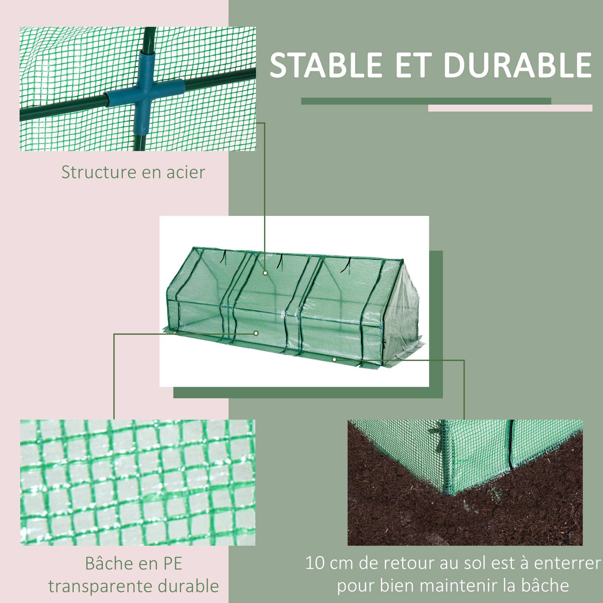 Maison Chic - Mini Serre de Jardin mini serre tunnel 180x90x90cm toit pointu Acier PE Haute densité 140 g/m² Anti-UV 3 fenêtres avec Zip enroulables Vert - Image 6