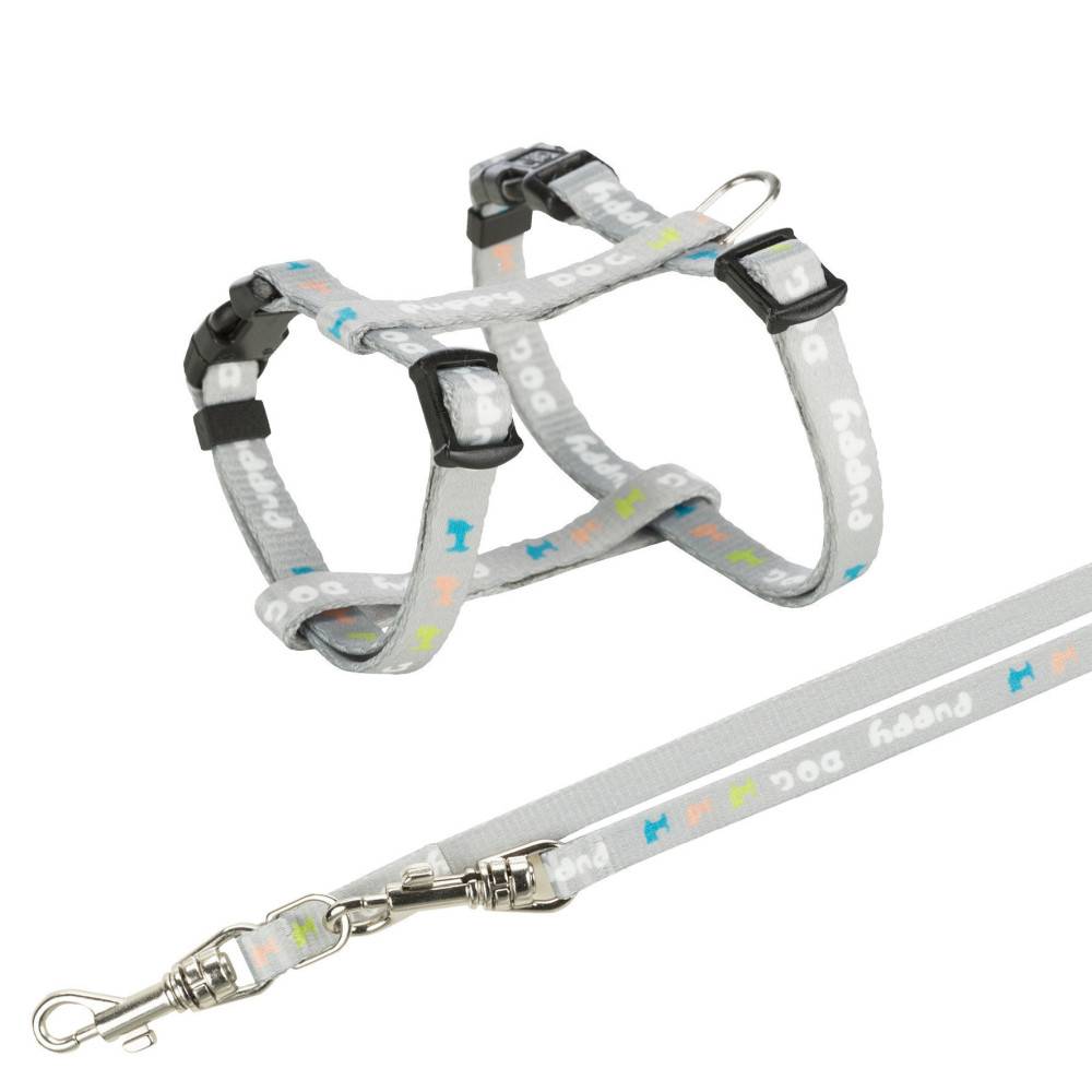 Trixie - Trixie - Harnais Junior 23-34 cm/8 mm gris avec laisse pour chiot - Image 1