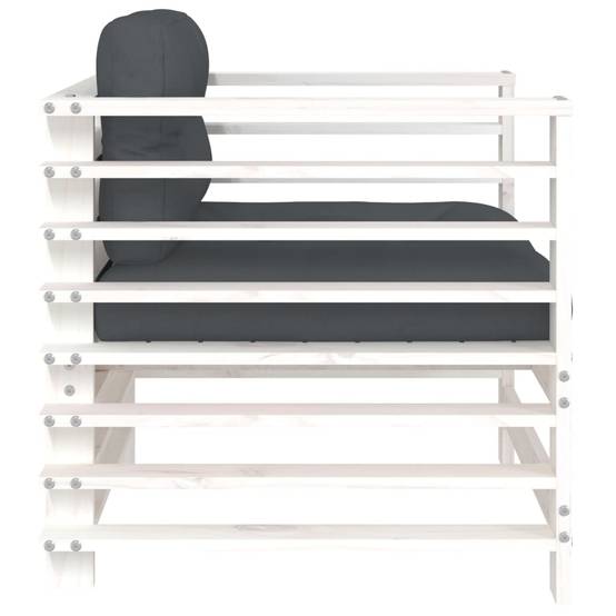 Lot de 2 Chaises de jardin avec coussins - Chaises d'extérieur - Fauteuils de jardin blanc bois de pin massif-JU12844 - Image 5