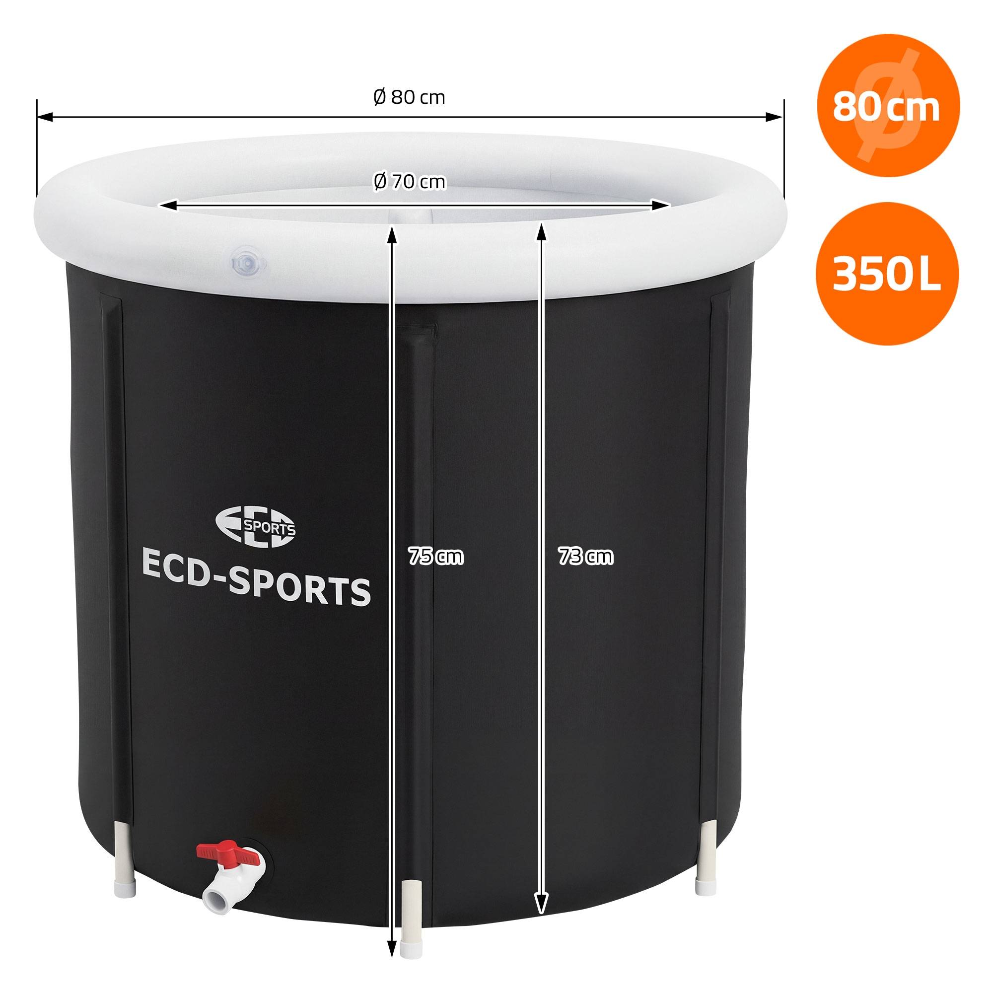 Ecd-Germany - Bain de glace Ø 80 cm tonne d'immersion isolée 350 L avec kit complet baignoire pliable pour cryothérapie récupération musculaire cuve d’eau froide - Image 9