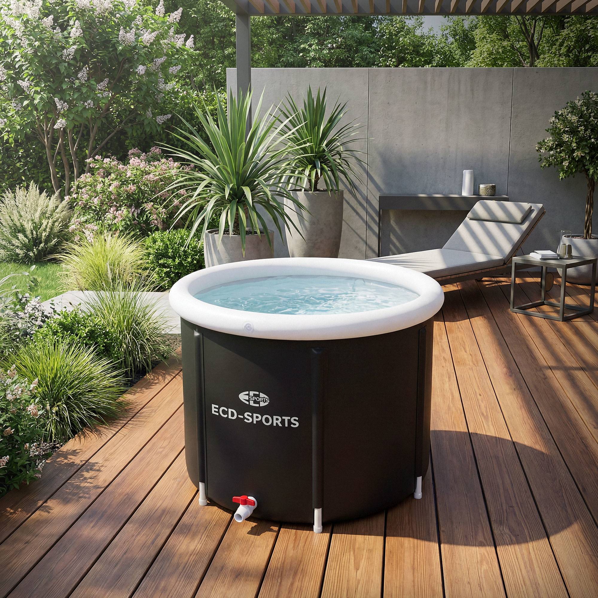 Ecd-Germany - Bain de glace Ø 80 cm tonne d'immersion isolée 350 L avec kit complet baignoire pliable pour cryothérapie récupération musculaire cuve d’eau froide - Image 10