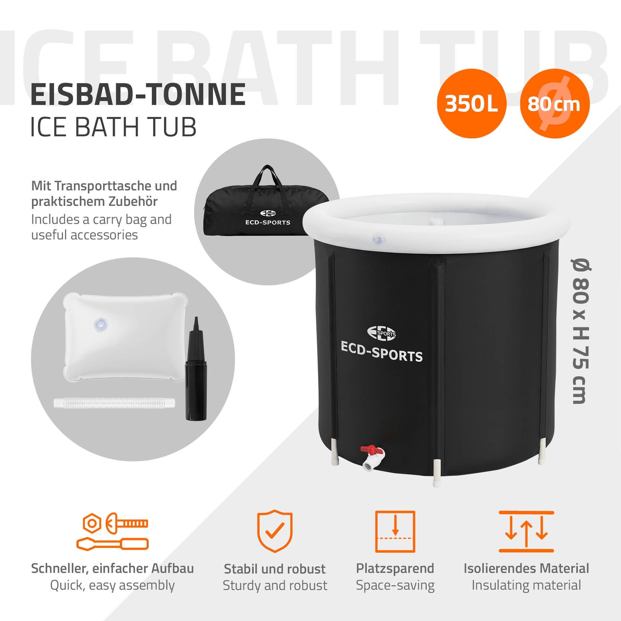 Ecd-Germany - Bain de glace Ø 80 cm tonne d'immersion isolée 350 L avec kit complet baignoire pliable pour cryothérapie récupération musculaire cuve d’eau froide - Image 3