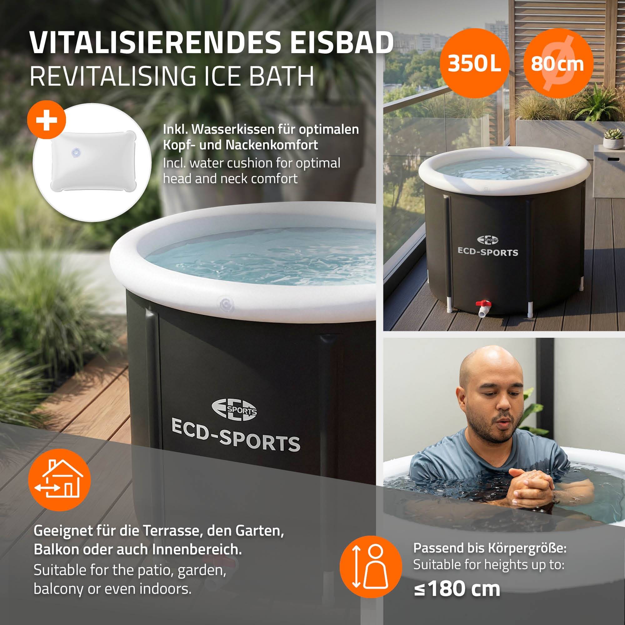 Ecd-Germany - Bain de glace Ø 80 cm tonne d'immersion isolée 350 L avec kit complet baignoire pliable pour cryothérapie récupération musculaire cuve d’eau froide - Image 7